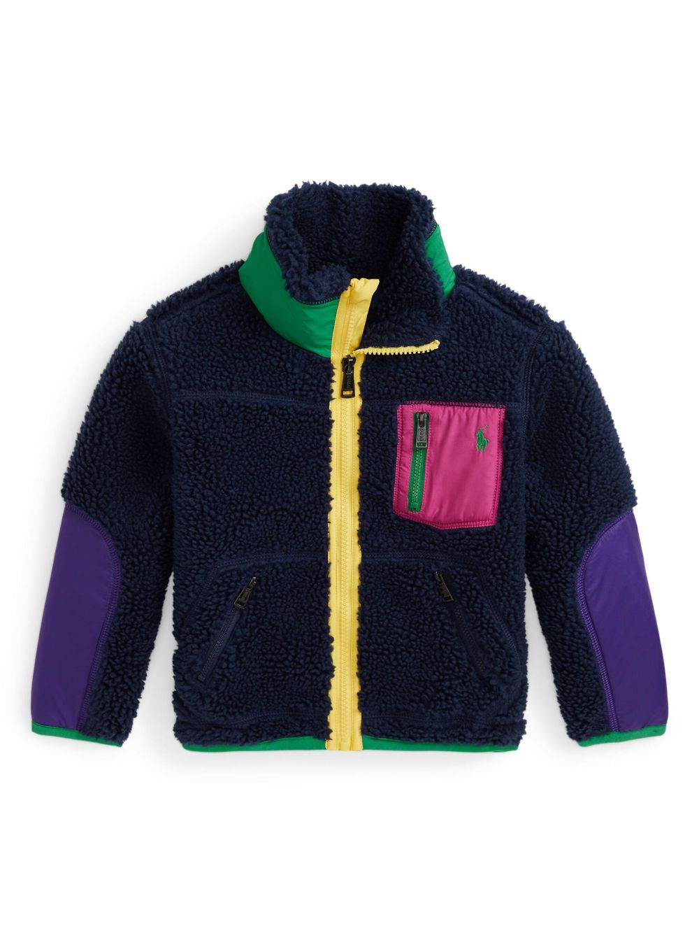 POLO RALPH LAUREN KIDS Polo Pony 人造皮毛一体夹克 - 黑色