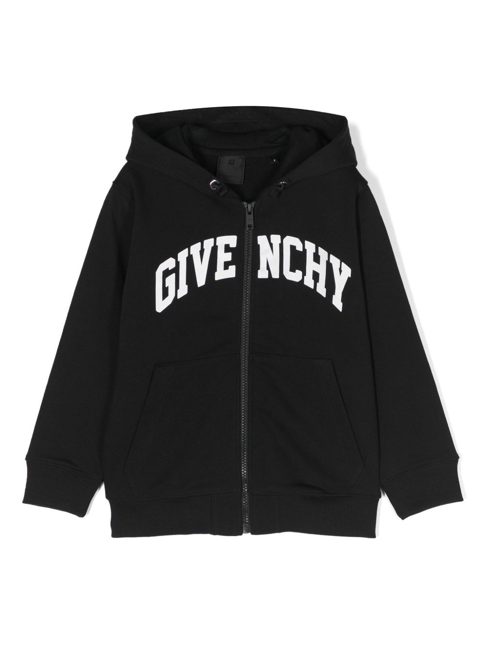 Givenchy Kids logo印花拉链连帽衫 - 黑色