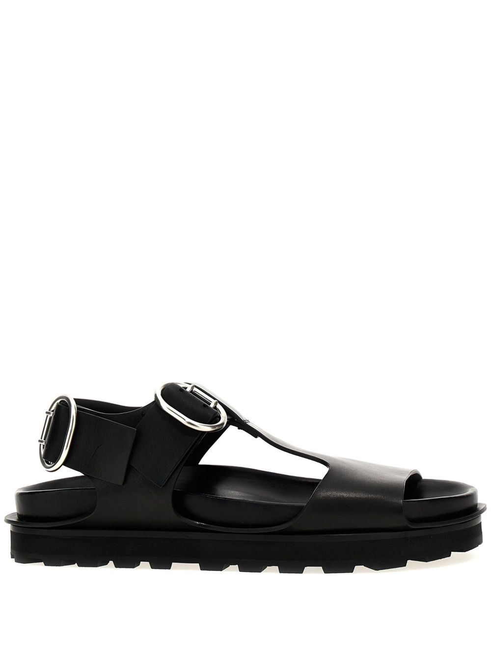 Jil Sander 皮质凉鞋 - 黑色
