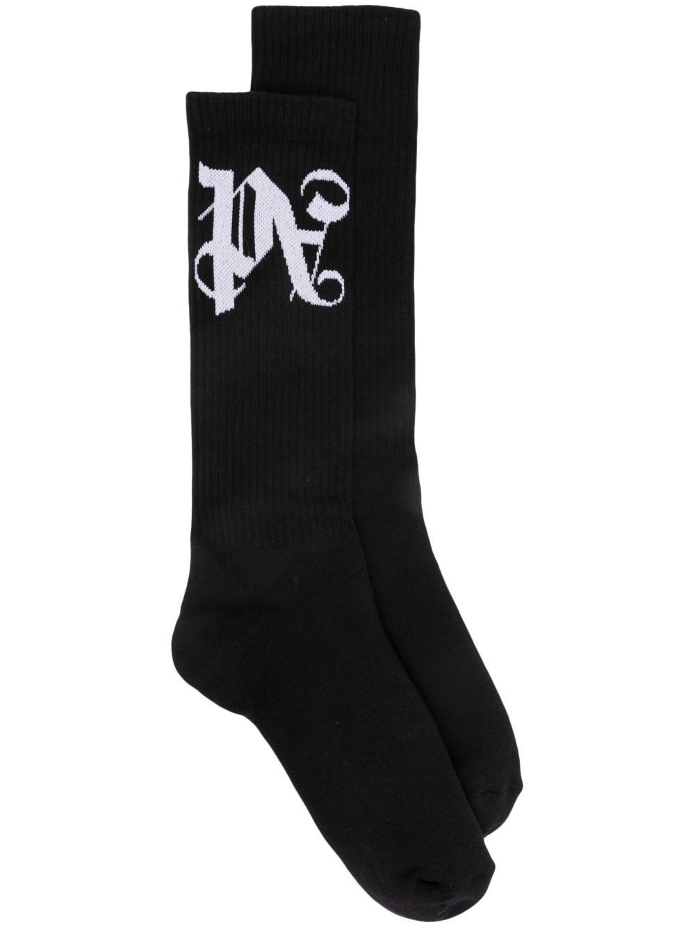 Palm Angels Monogram 提花罗纹针织袜 - 黑色