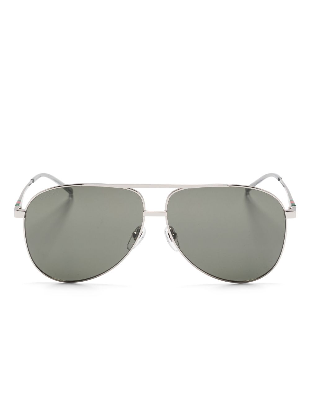 Gucci Eyewear 飞行员镜框太阳眼镜 - 银色