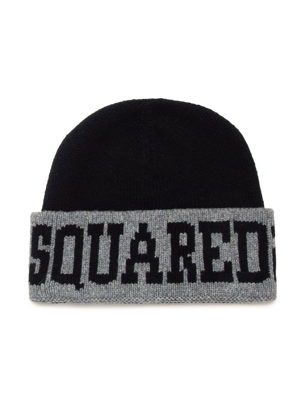 DSQUARED2 KIDS logo嵌花双色套头帽 - 黑色