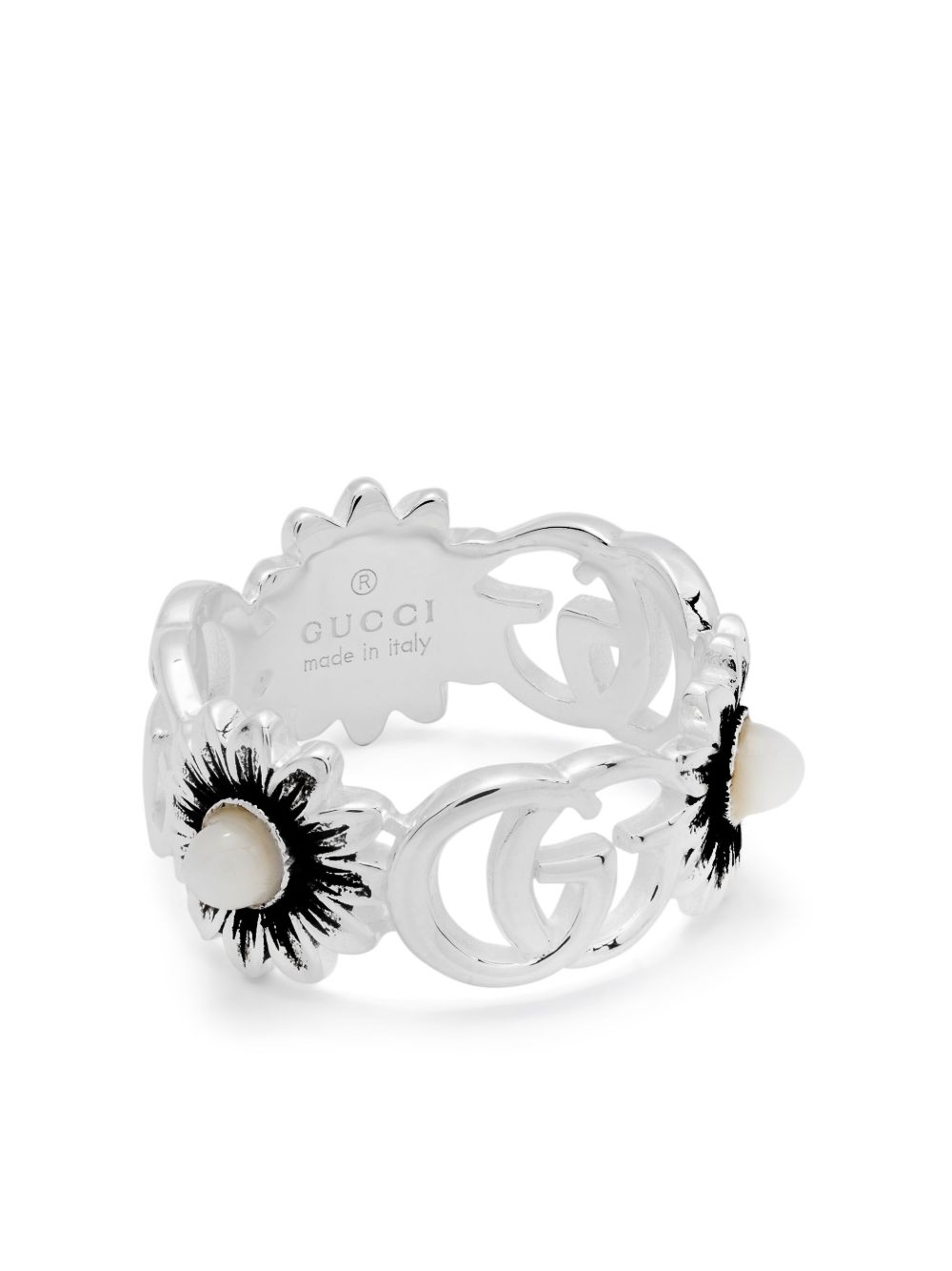 Gucci Marmont 花卉图案指环 - 银色