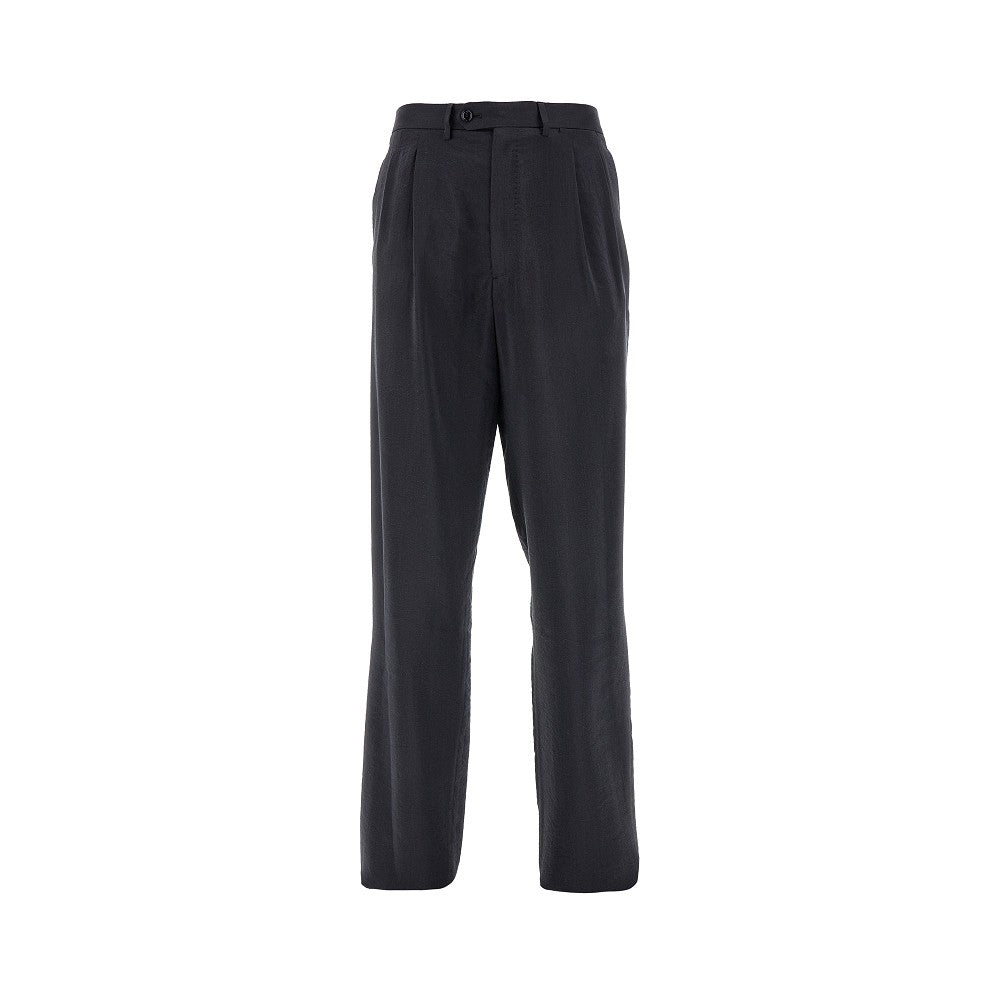 GIORGIO ARMANI Silk twill trousers with darts Man
