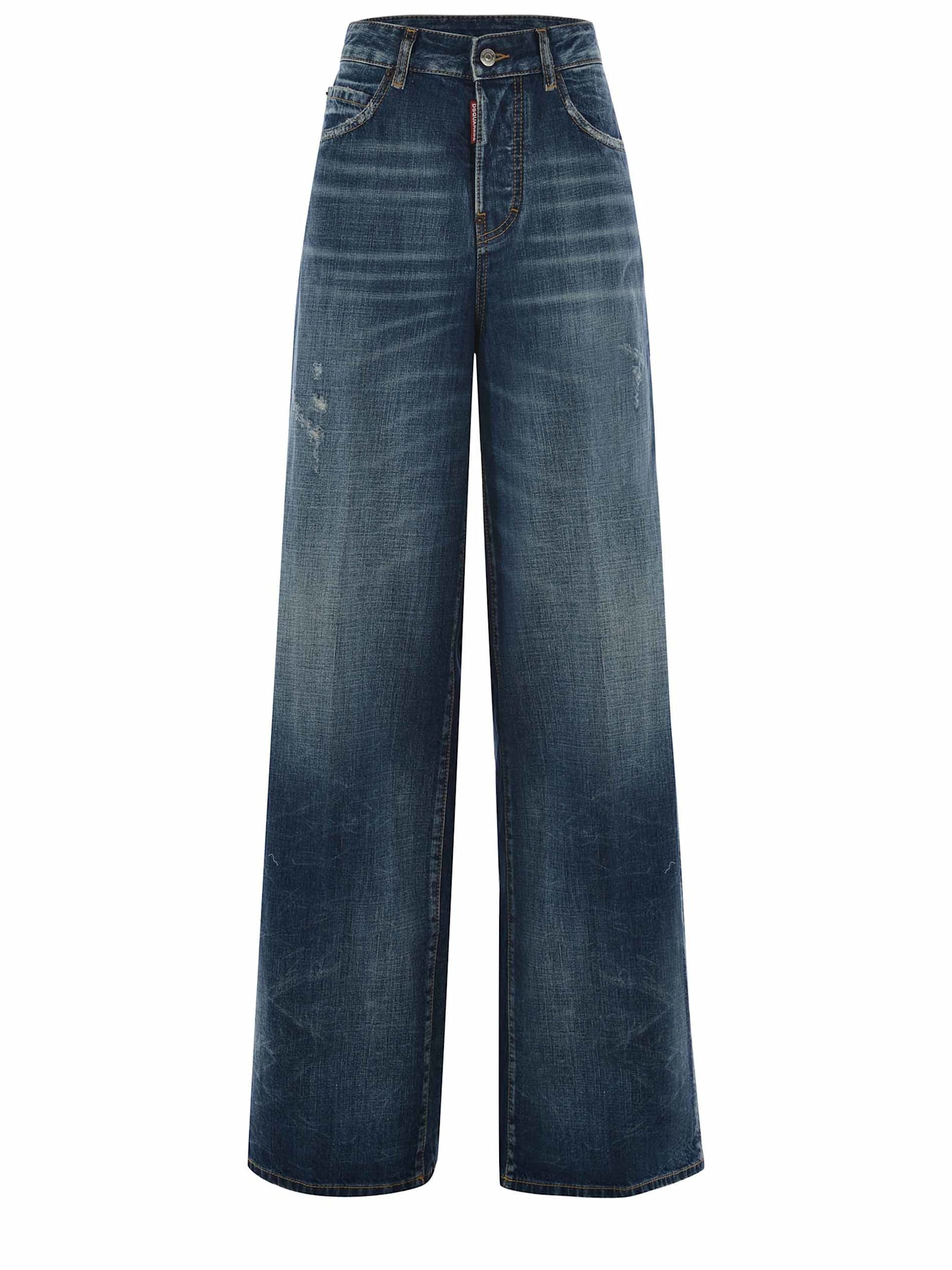 Dsquared2 做旧阔腿牛仔裤