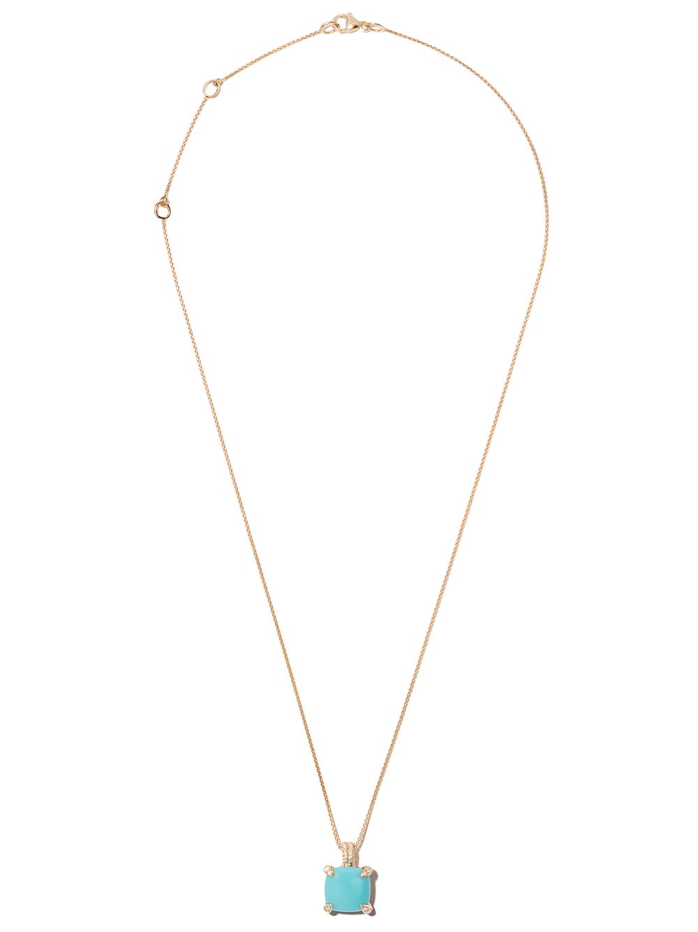 David Yurman Châtelaine绿松石镶钻吊坠项链 - 金色