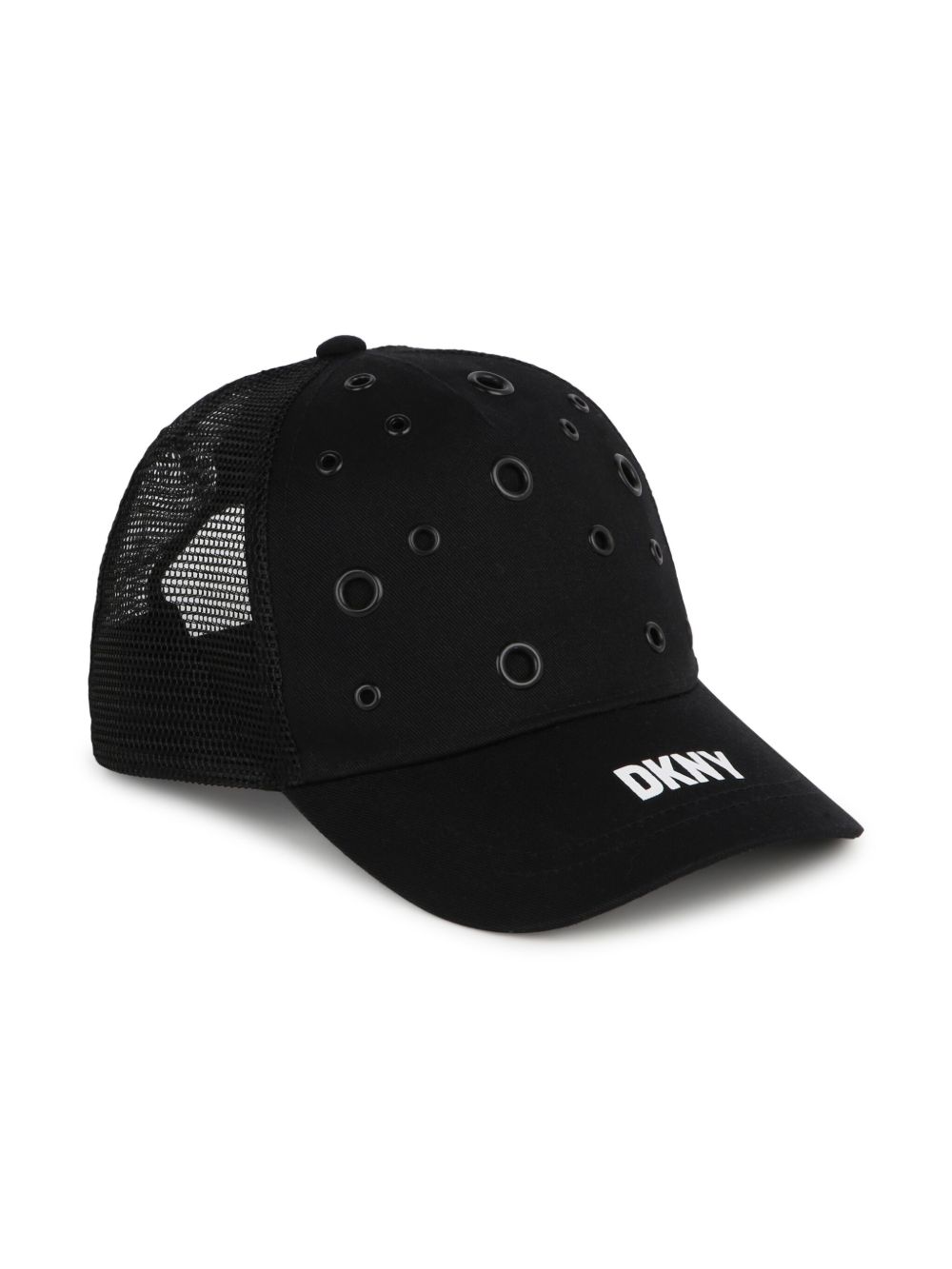 Dkny Kids logo印花孔眼缀饰棉棒球帽 - 黑色