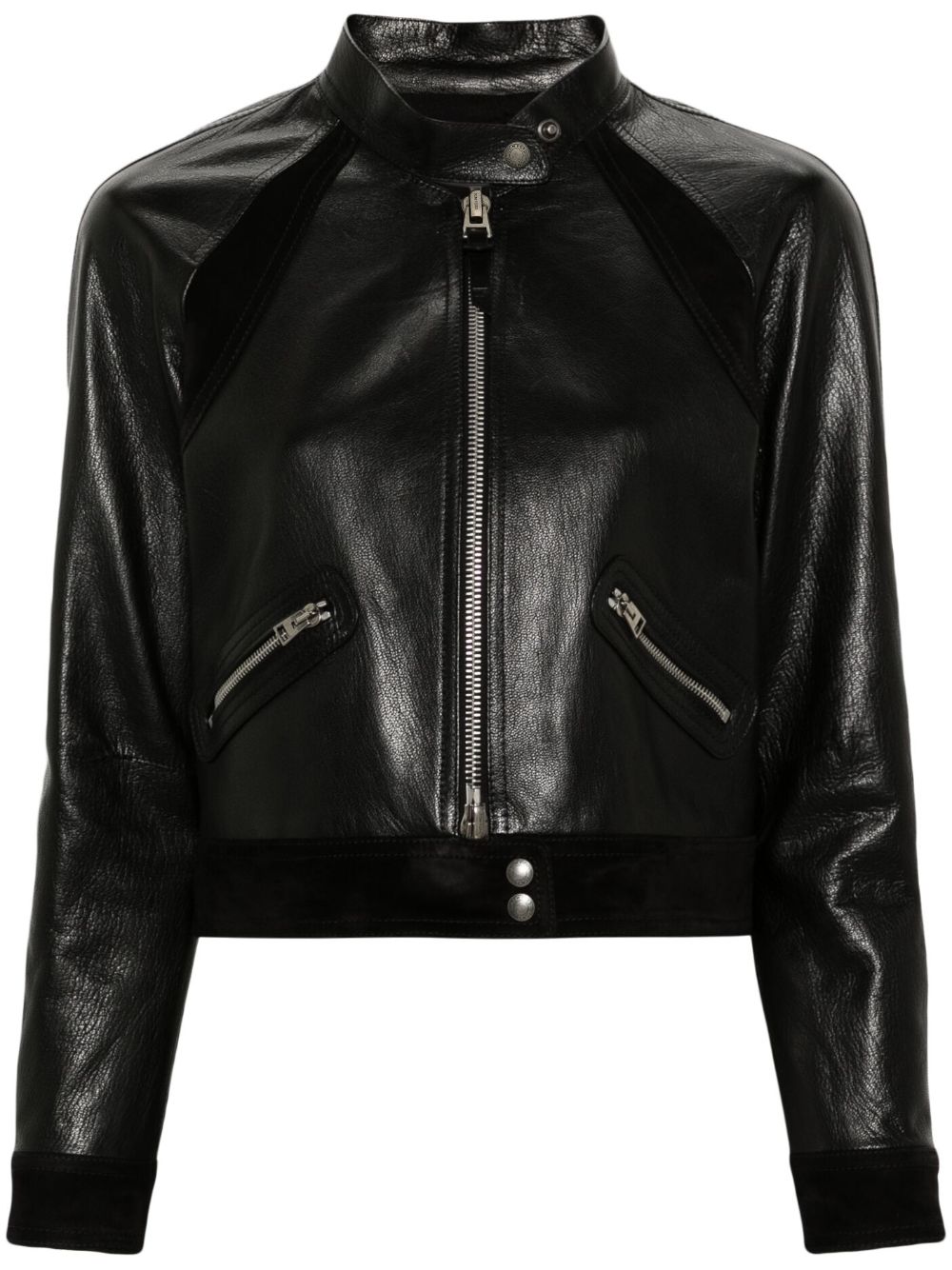 TOM FORD 拉链皮质机车夹克 - 黑色