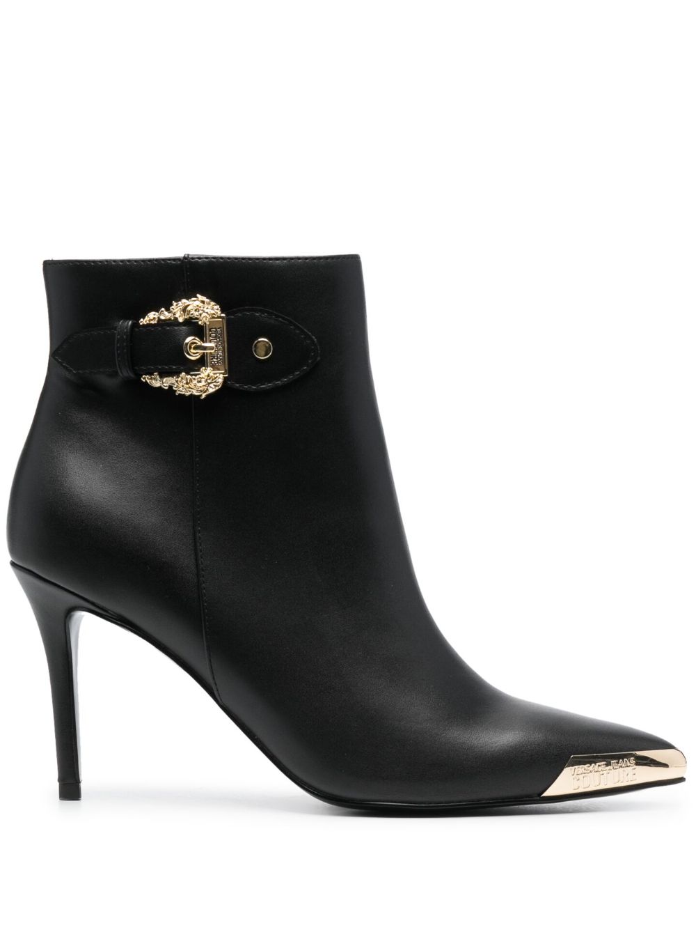 Versace Jeans Couture Scarlett 皮质高跟及踝靴 - 黑色