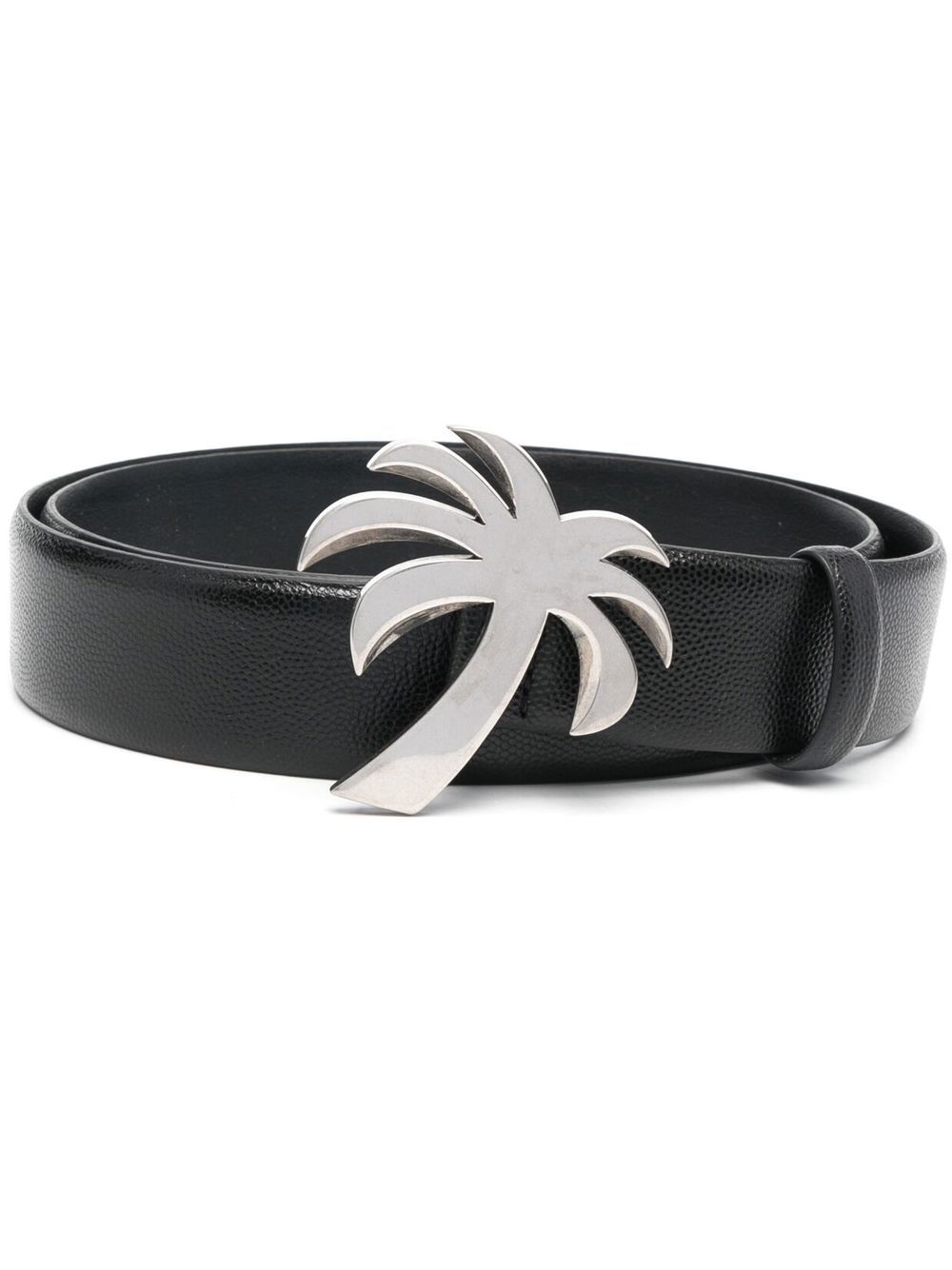 Palm Angels Palm Tree 扣环皮质腰带 - 黑色