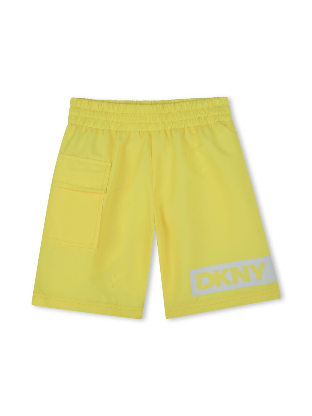 Dkny Kids logo印花泳裤 - 黄色