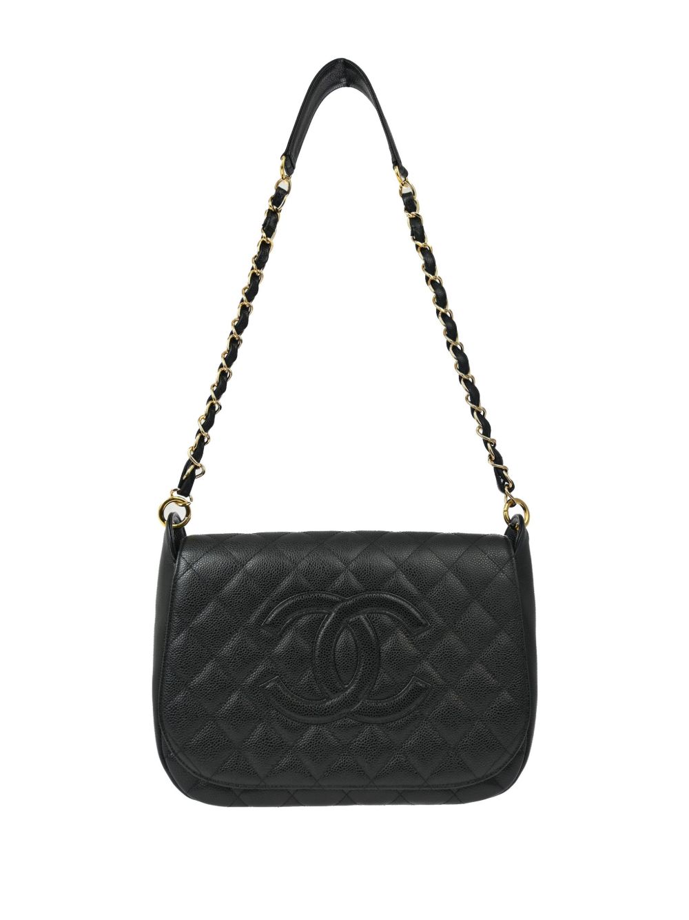 CHANEL Pre-Owned 菱纹绗缝单肩包（2003年典藏款） - 黑色