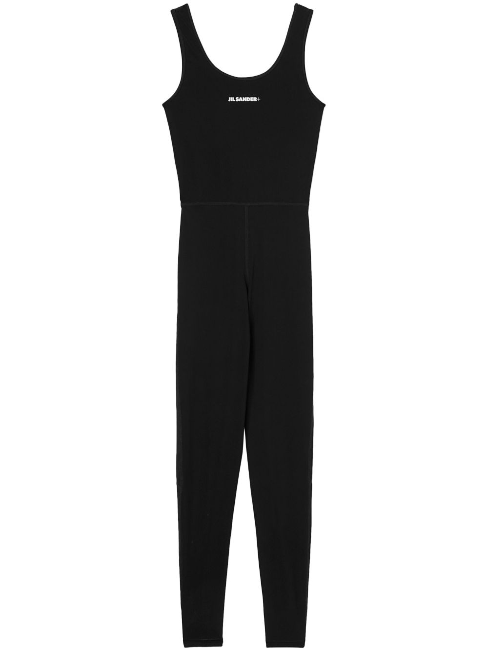 Jil Sander logo印花无袖连体长裤 - 黑色