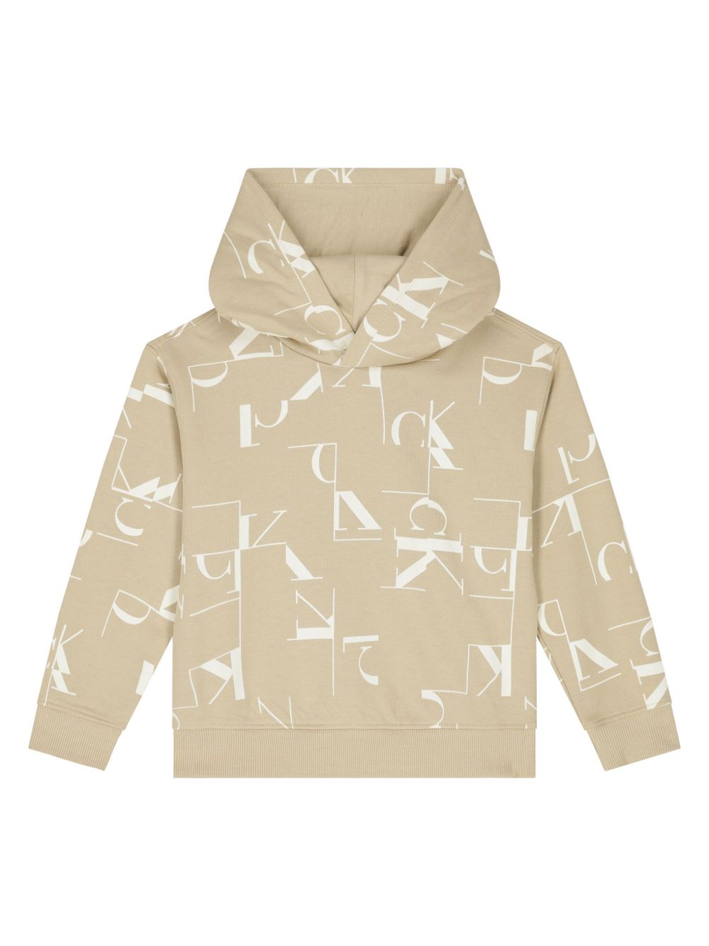 Calvin Klein Kids 大面积logo印花连帽衫 - 褐色