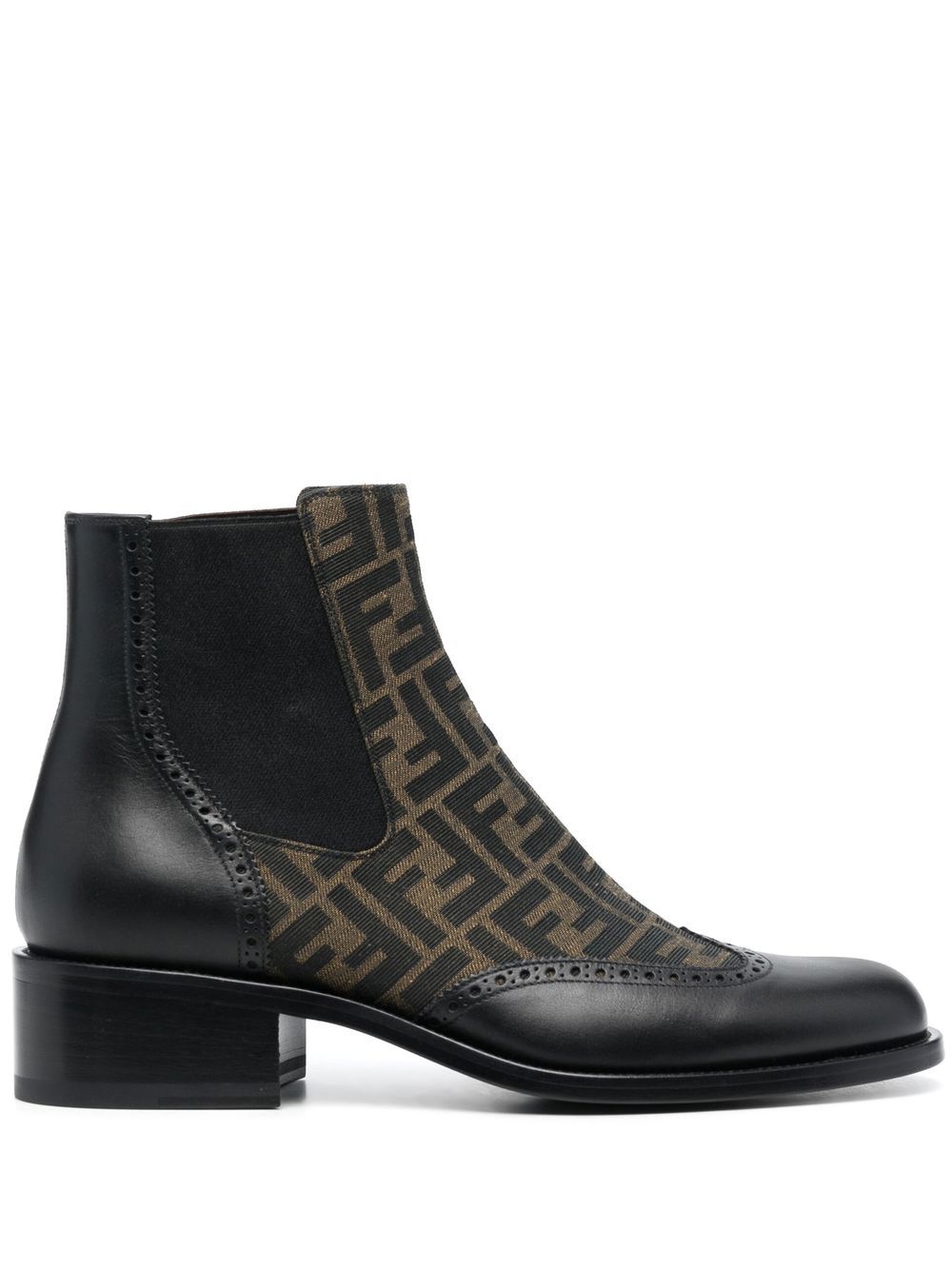 FENDI 经典logo图案及踝靴 - 黑色