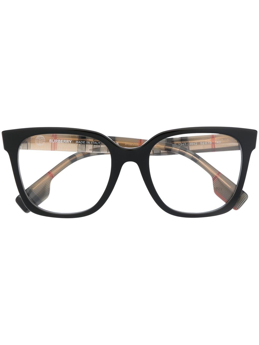 Burberry Eyewear Vintage Check 方框太阳眼镜 - 黑色