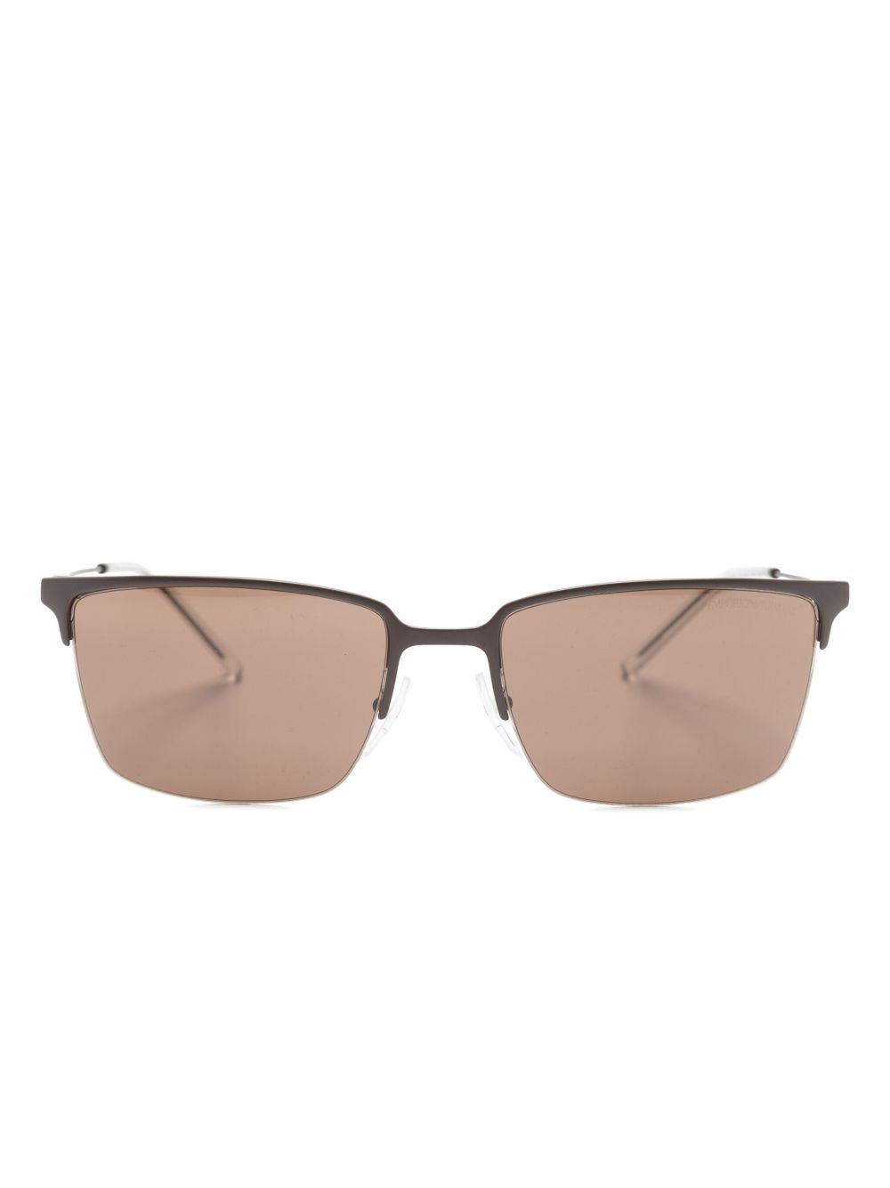 Emporio Armani 长方形框太阳眼镜 - 褐色