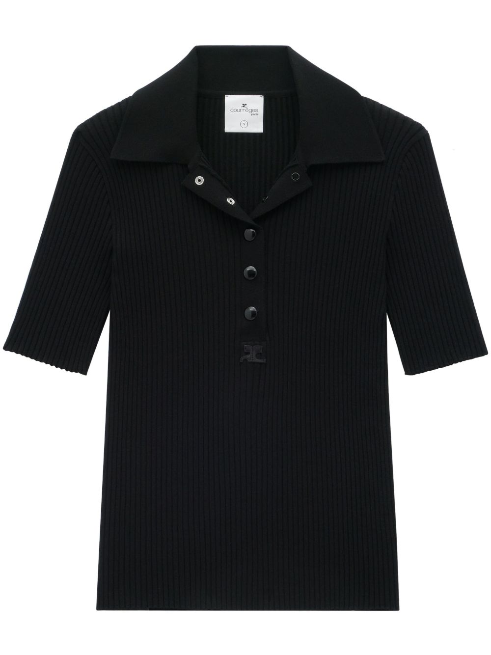 Courrèges AC 罗纹针织polo衫 - 黑色