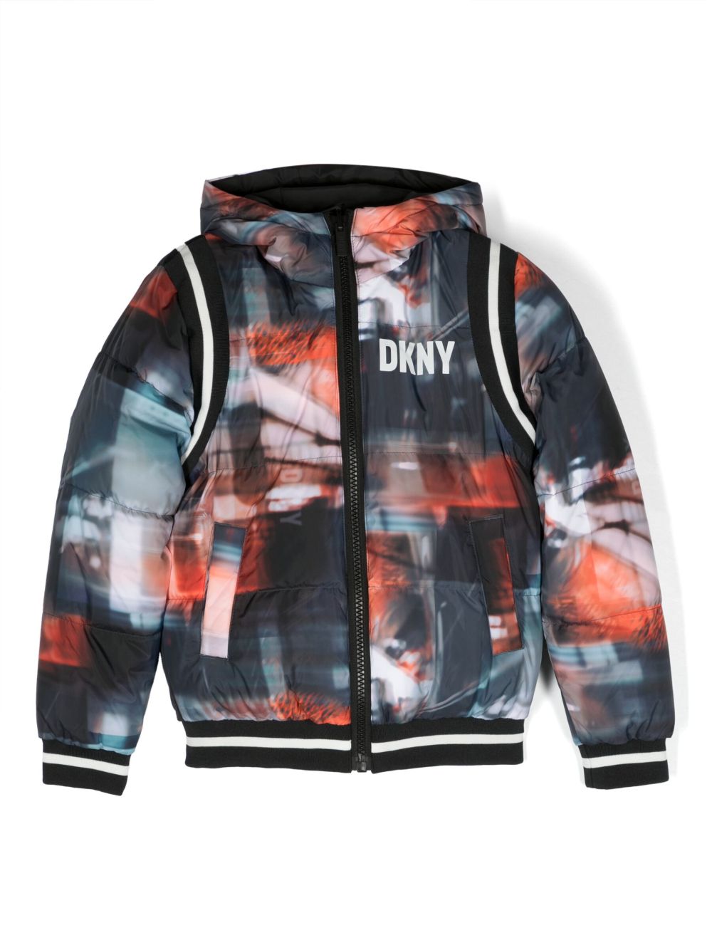 Dkny Kids NYC Lights 双面蓬松夹克 - 黑色