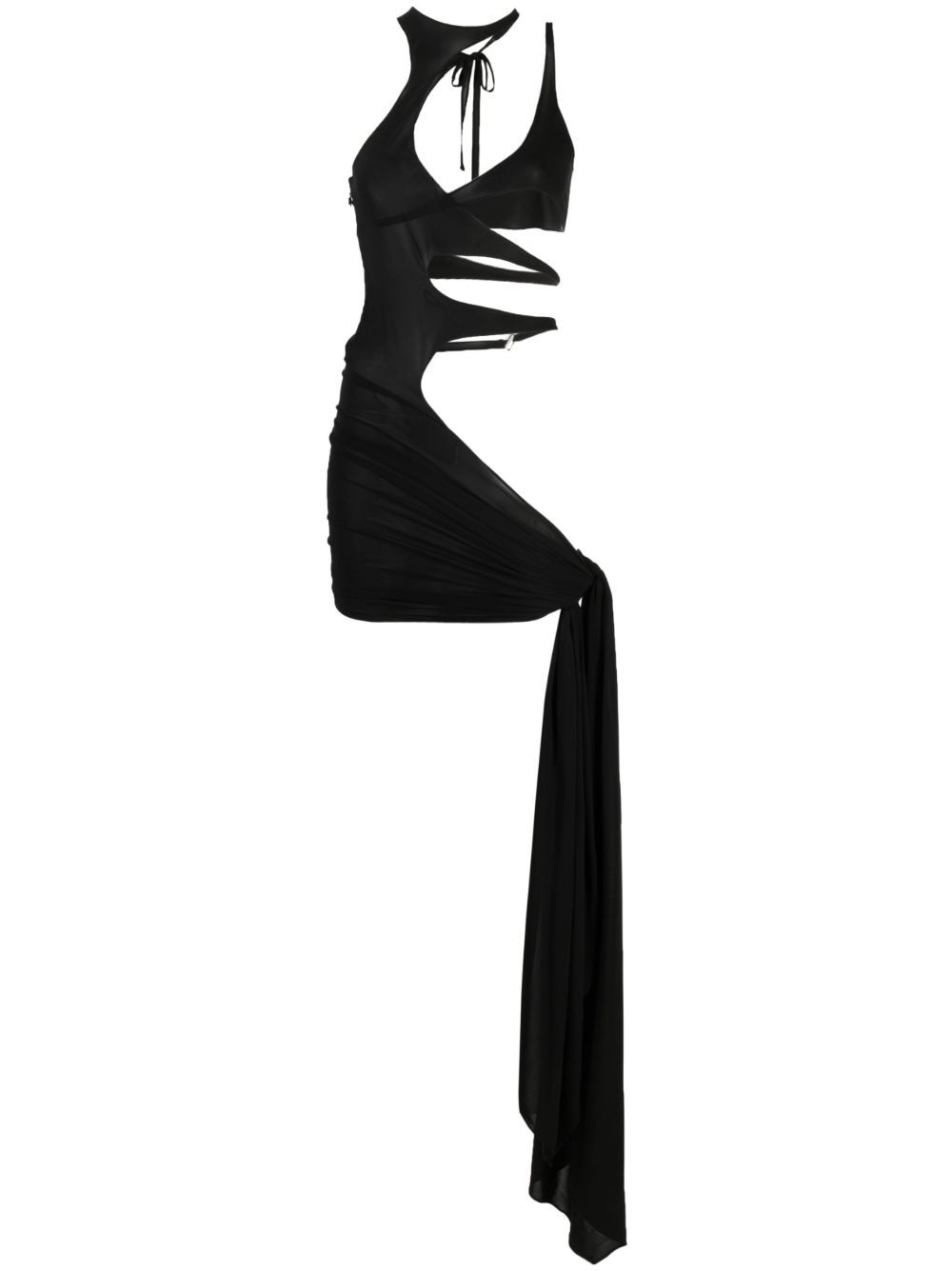 Mugler 镂空垂坠无袖连衣裙 - 黑色