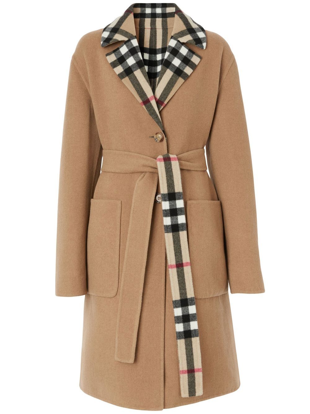 Burberry 双面格纹羊毛外套 - 中性色