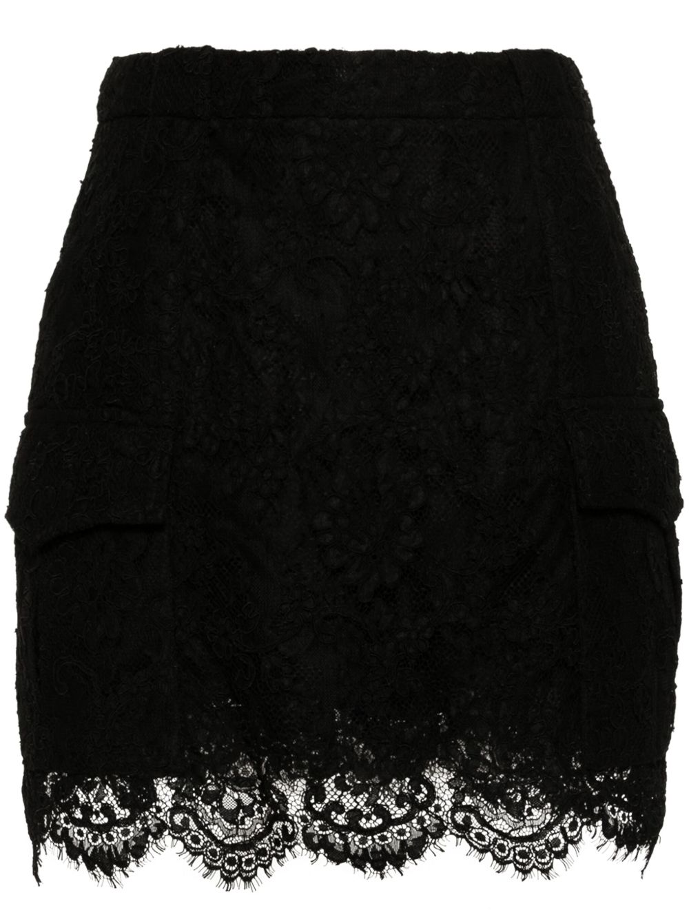 Ermanno Scervino 绳结蕾丝迷你半身裙 - 黑色