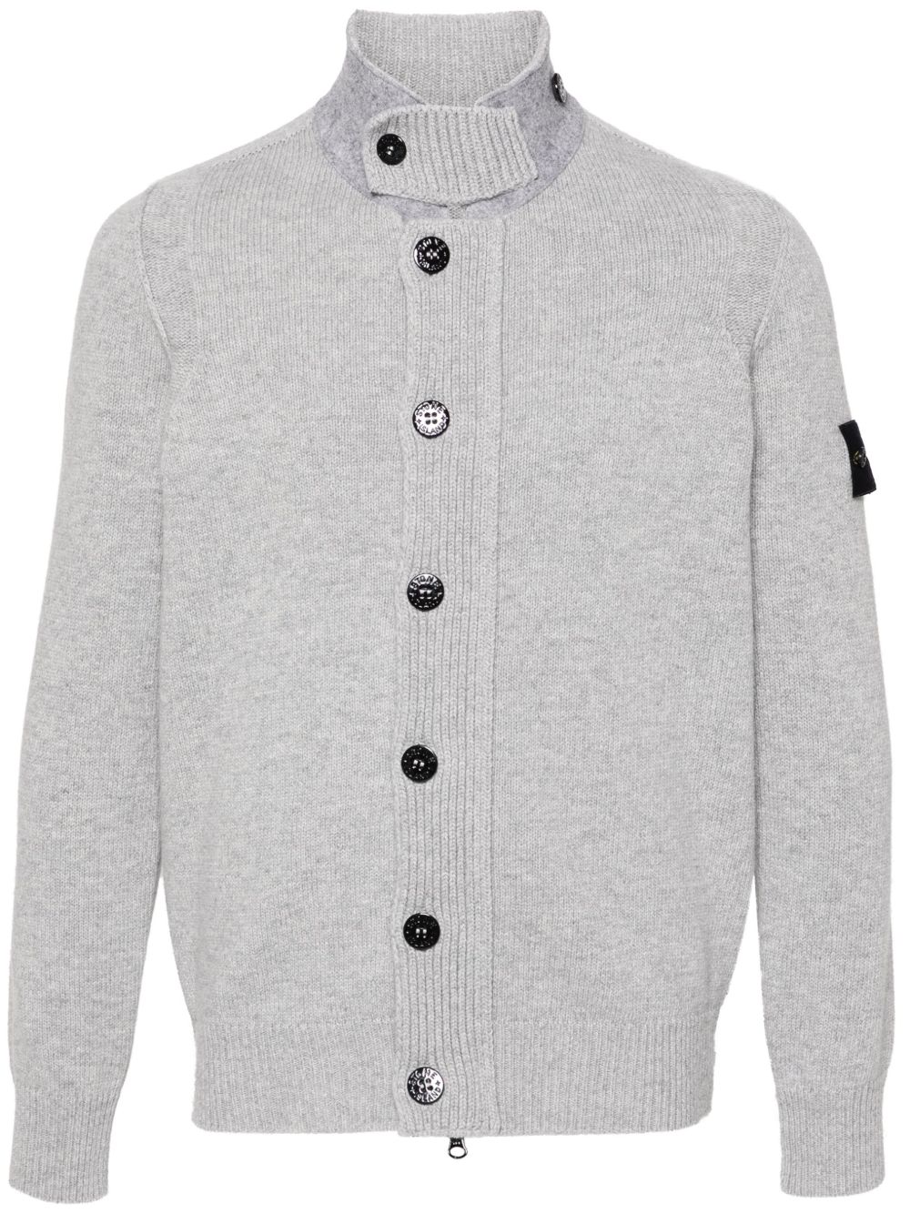 Stone Island 罗盘徽章排扣开衫 - 灰色