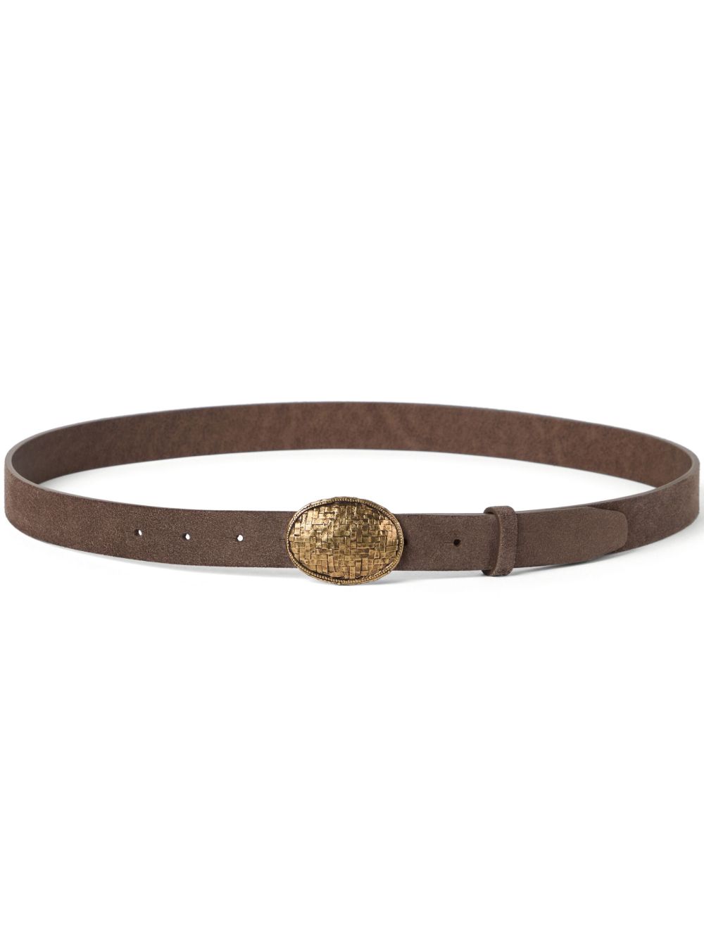 Brunello Cucinelli 装饰性扣环皮质腰带 - 褐色