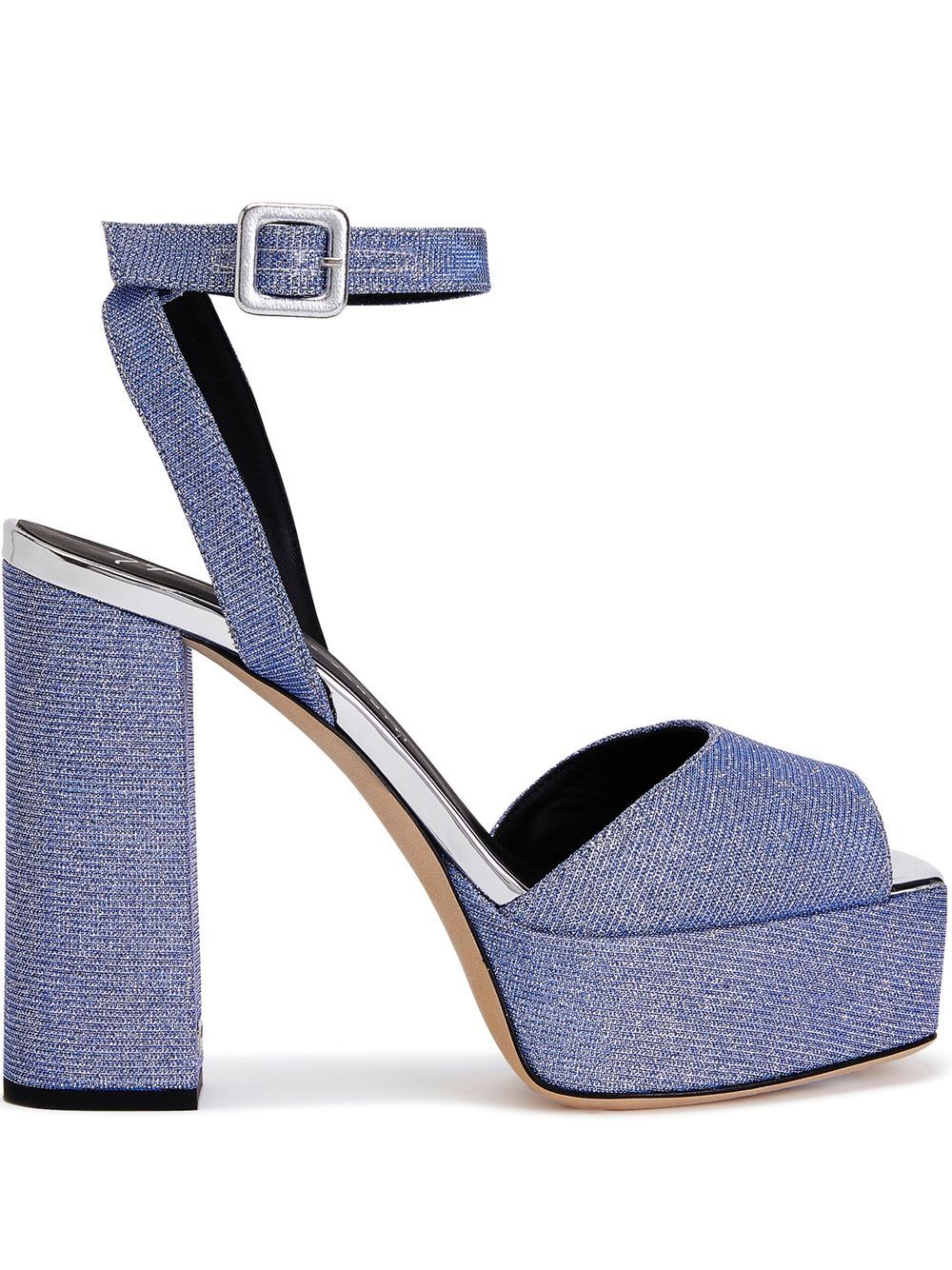 Giuseppe Zanotti 亮片金葱水台式刚刚凉鞋 - 蓝色