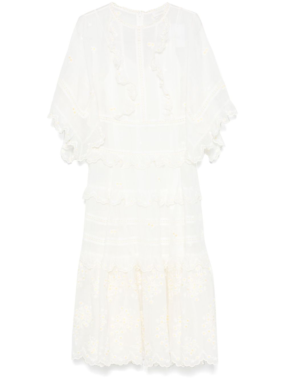 ZIMMERMANN Acacia 中长连衣裙 - 白色