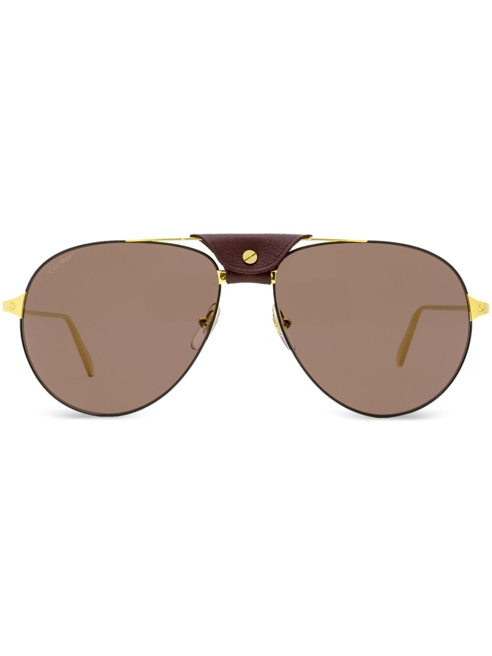 Cartier Eyewear Santos de Cartier 飞行员镜框太阳眼镜 - 黑色