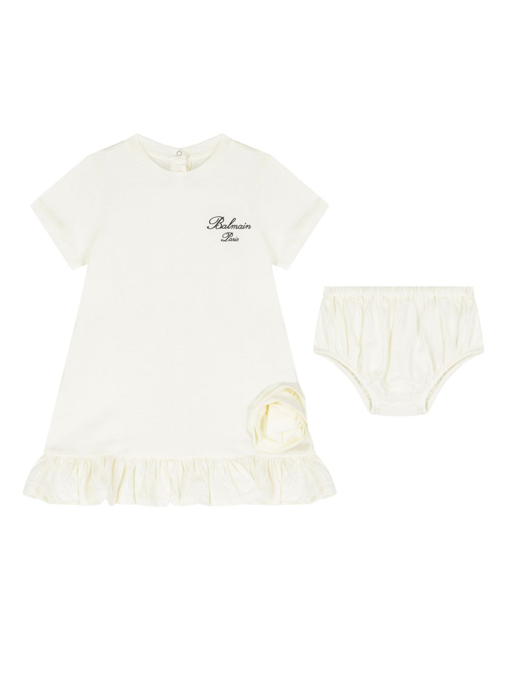 Balmain Kids logo印花连衣裙套装 - 白色