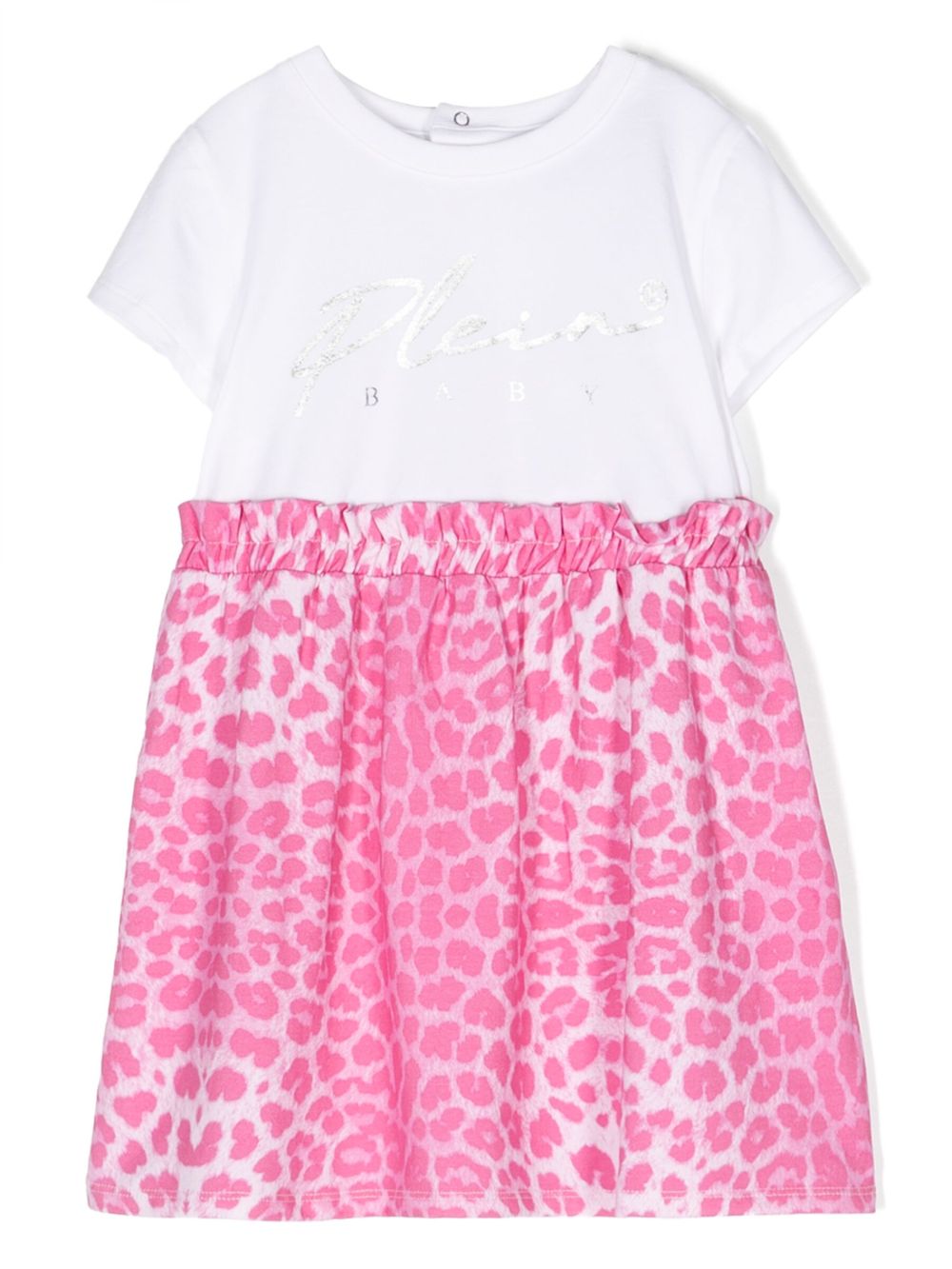 Philipp Plein Junior 猎豹纹A字连衣裙 - 粉色