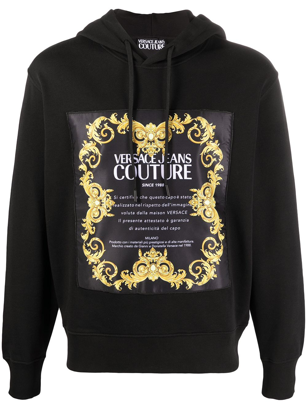 Versace Jeans Couture 范思哲 Baroque logo印花连帽衫 - 黑色