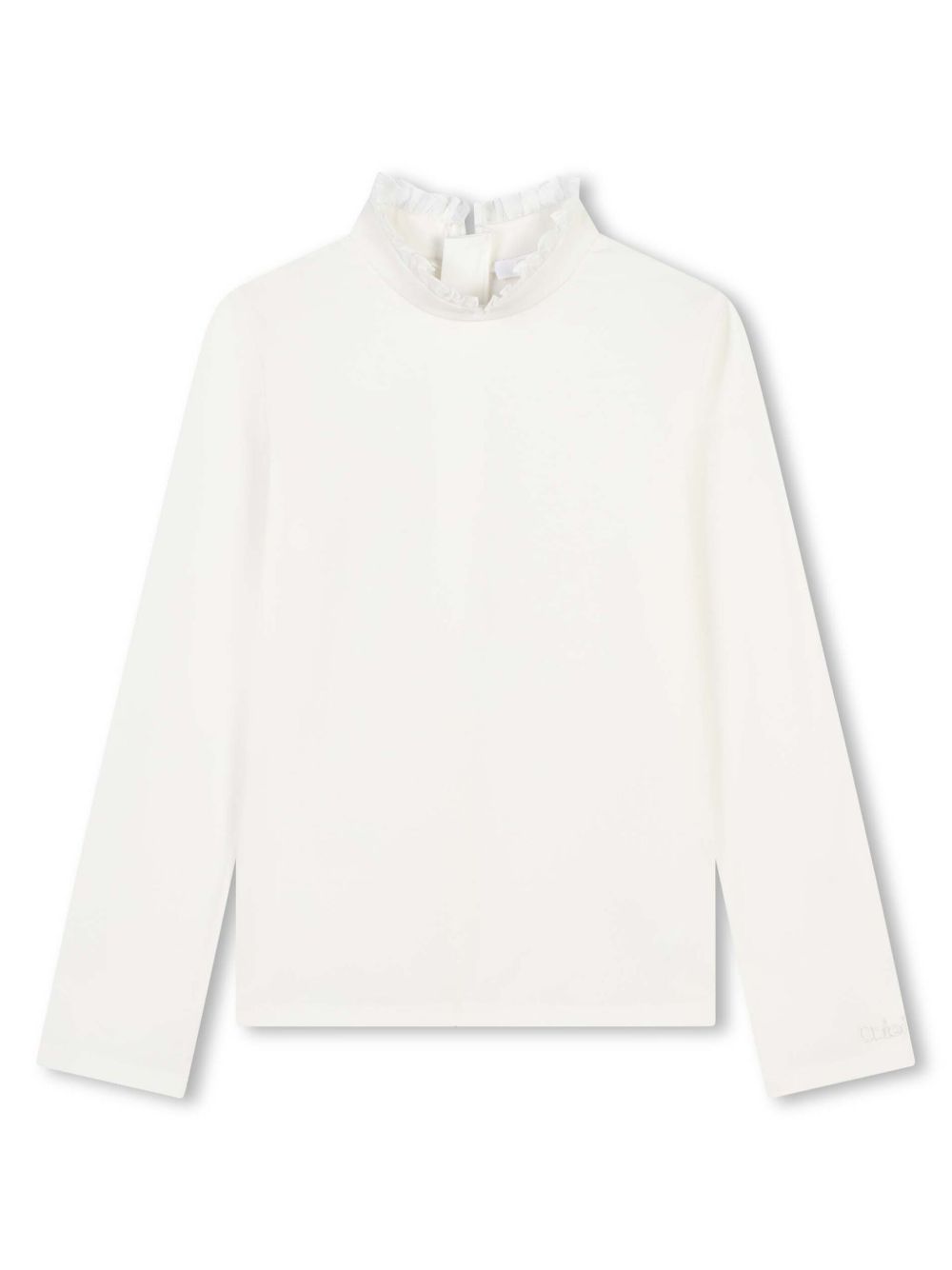 Chloé Kids 荷叶边细节棉卫衣 - 白色
