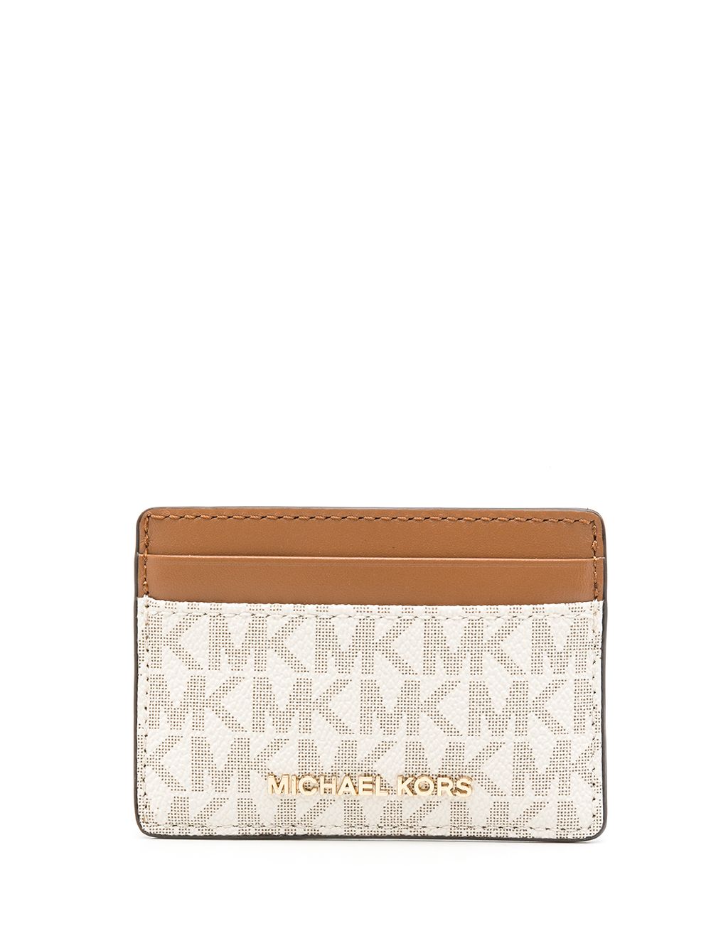 Michael Michael Kors 经典logo印花人造皮革钱包 - 褐色