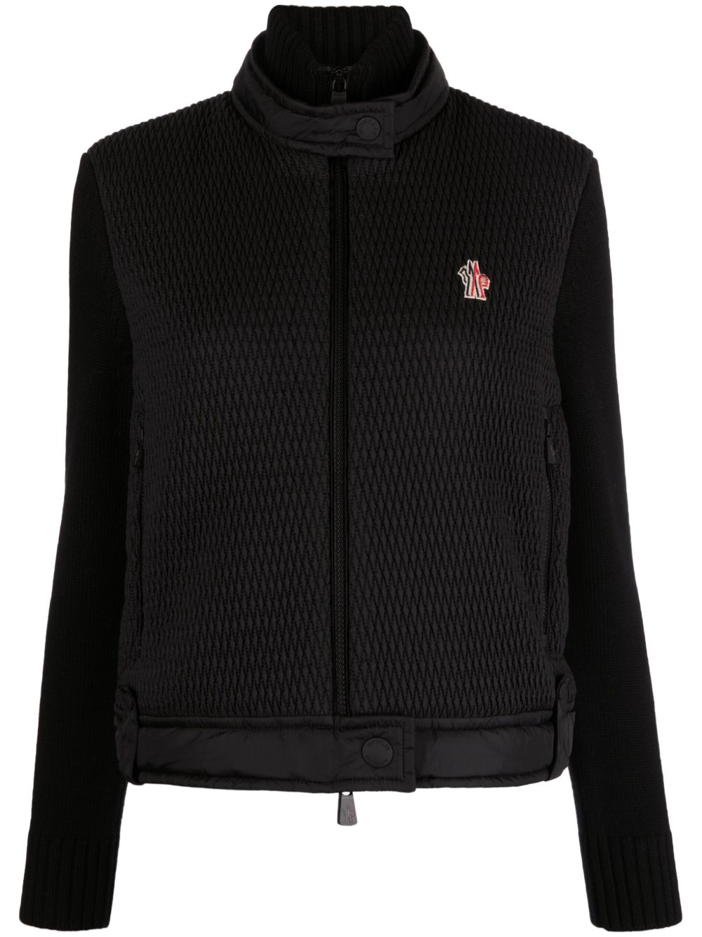 Moncler Grenoble 经编边饰拼接保暖夹克 - 黑色