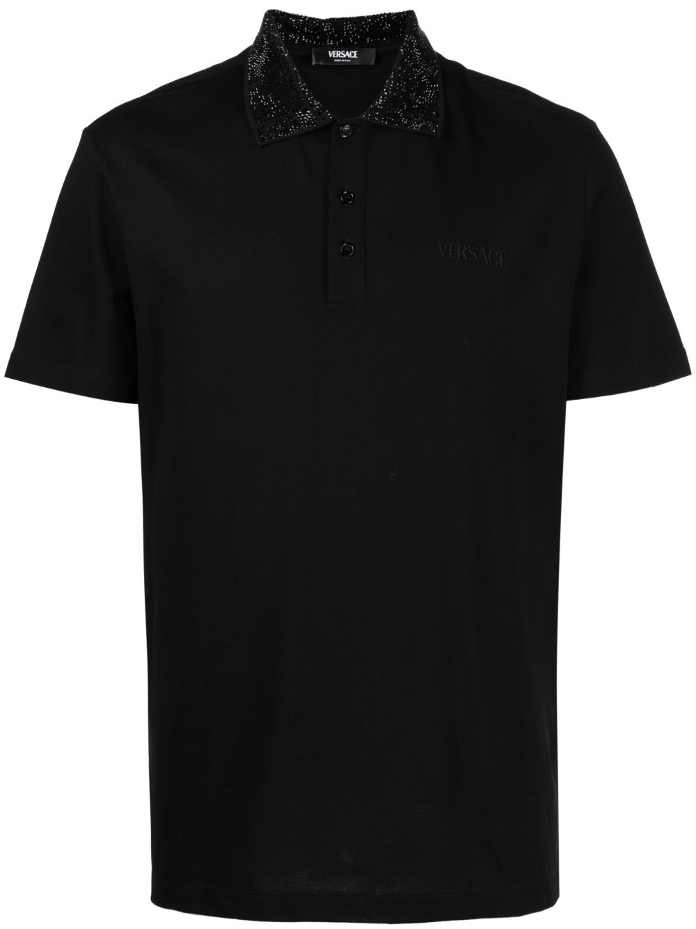 Versace 缀饰棉polo衫 - 黑色