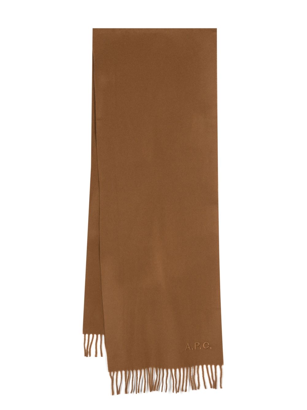 A.P.C. logo刺绣羊毛围巾 - 褐色