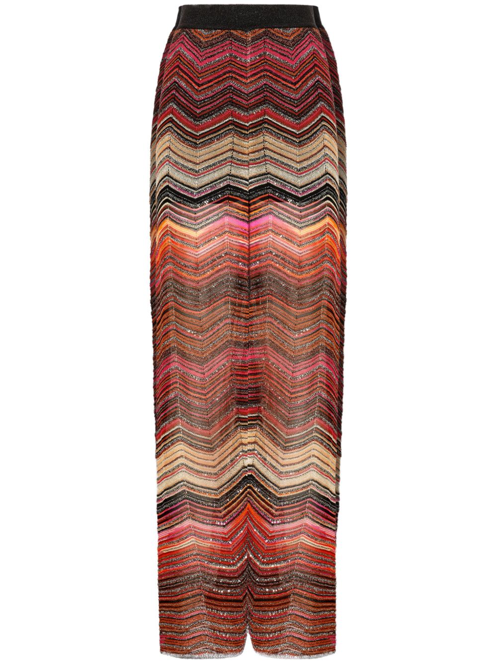 Missoni Z字形图案金属丝面料帕拉松长裤 - 红色
