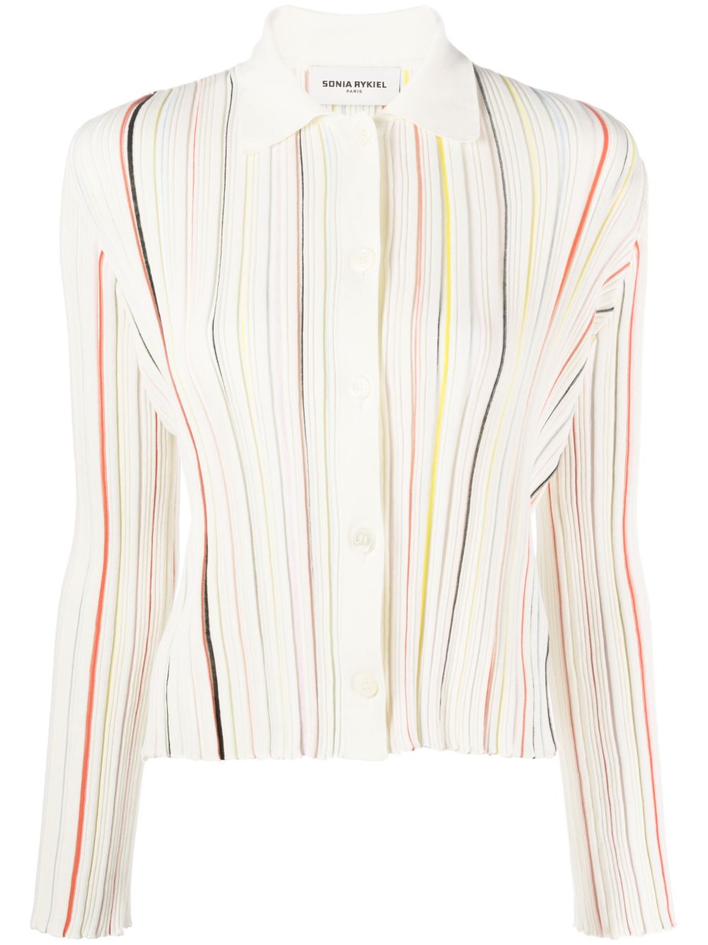 Sonia Rykiel 条纹棉混纺开衫 - 白色
