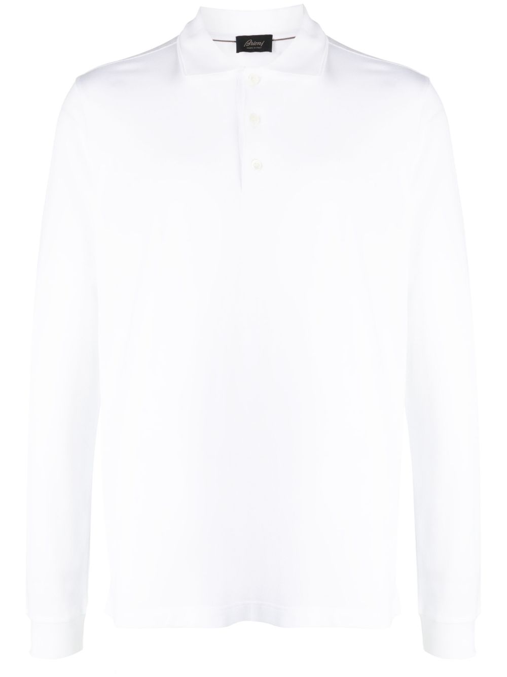 Brioni 长袖棉polo衫 - 白色