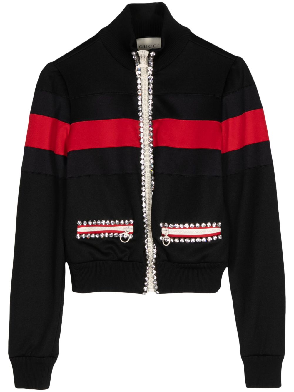 Gucci Pre-Owned Web Stripe 晶饰夹克（典藏款） - 黑色