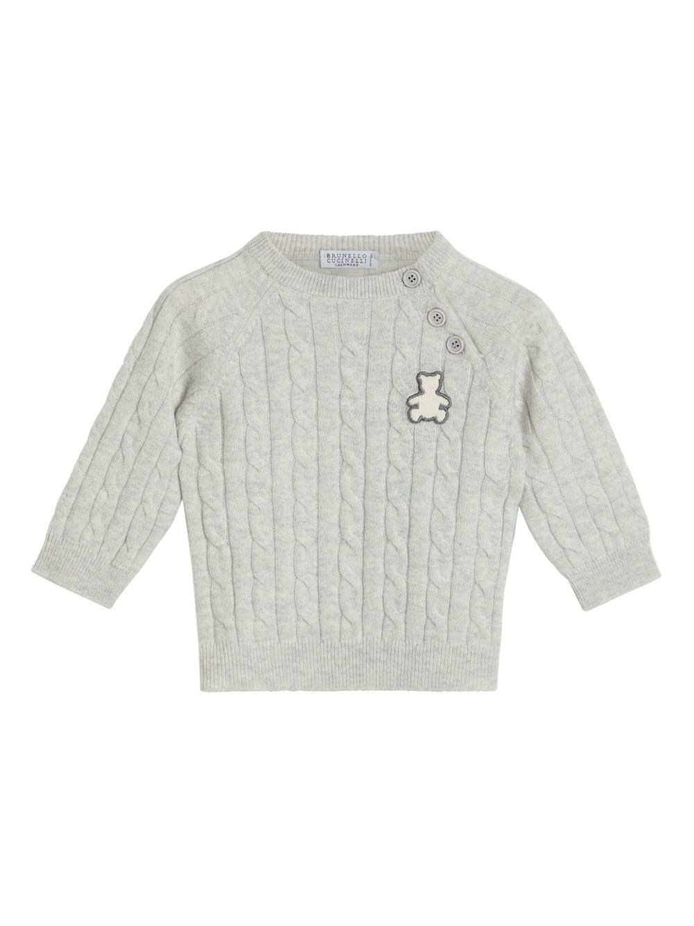 Brunello Cucinelli Kids 粗绞花针织毛衣 - 灰色