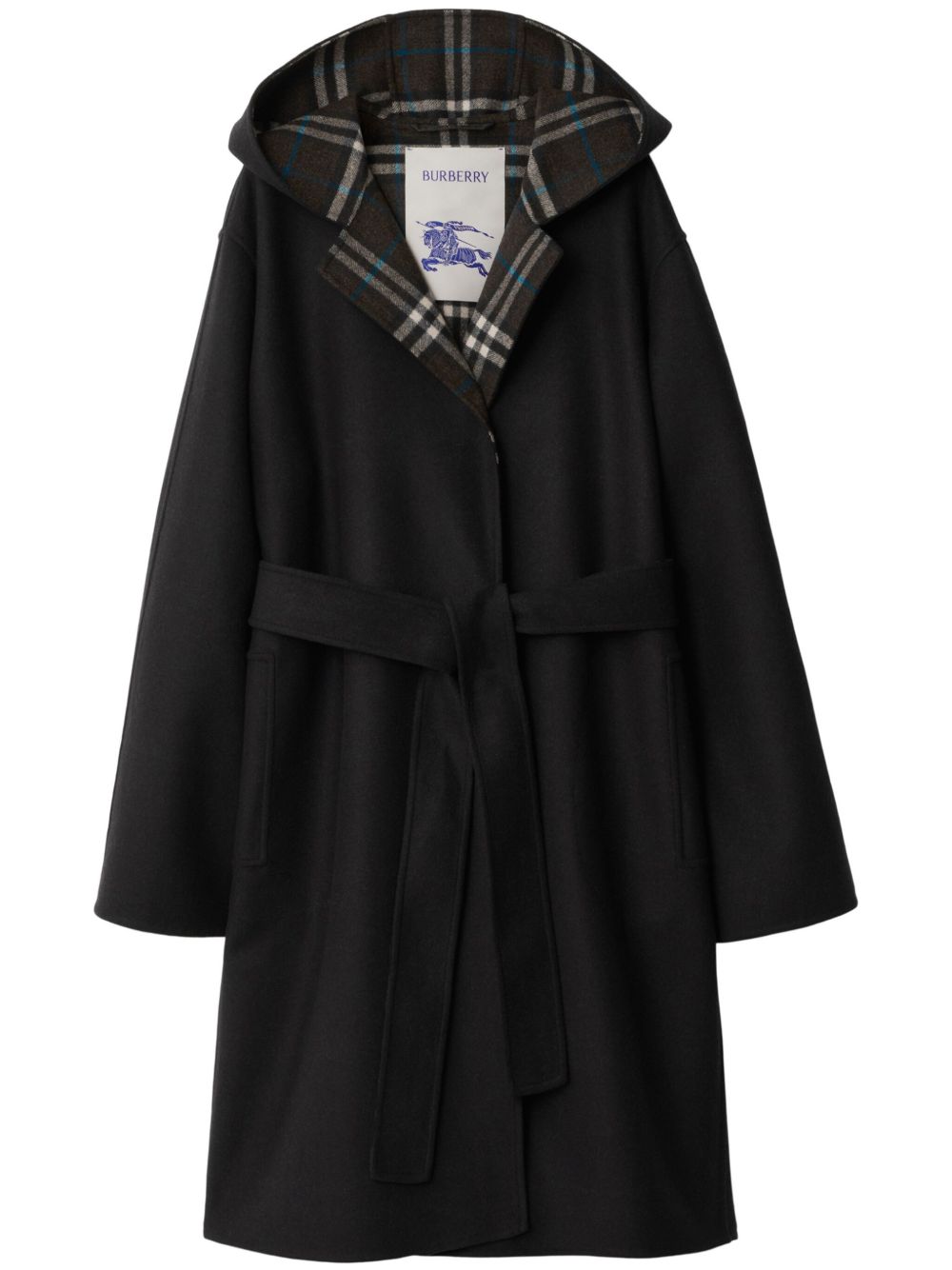 Burberry 羊毛双面连帽外套 - 黑色
