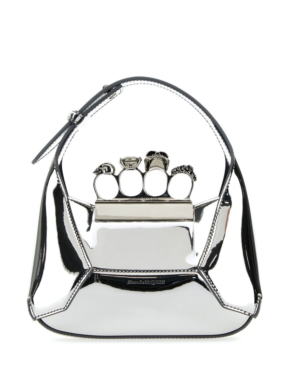 Alexander McQueen Jewelled Hobo 金属感迷你包 - 银色