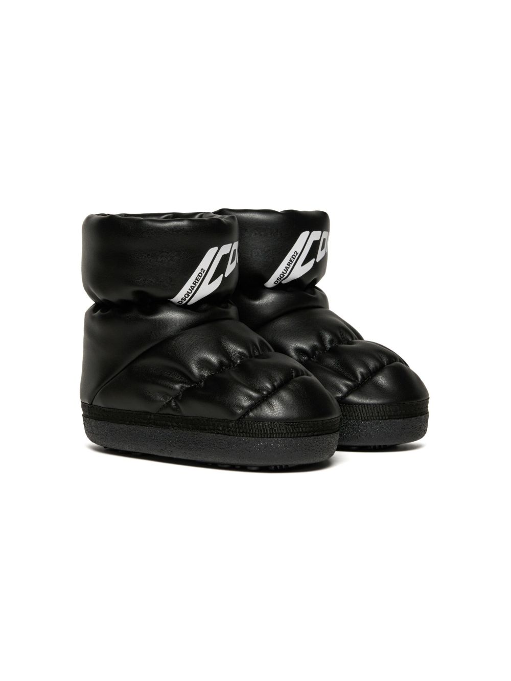DSQUARED2 KIDS logo印花雪靴 - 黑色