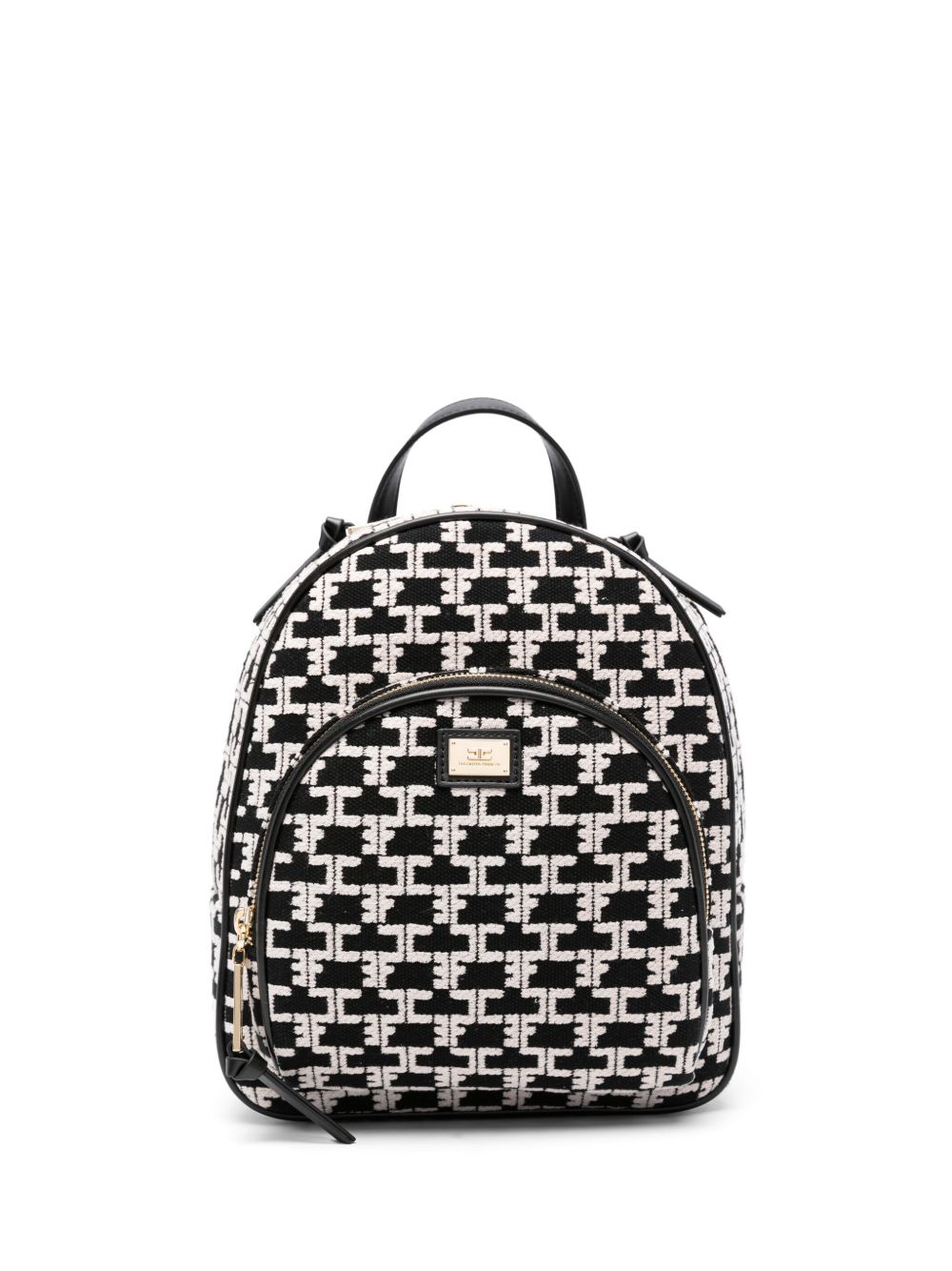 Elisabetta Franchi 经典logo标牌经典图案双肩包 - 黑色