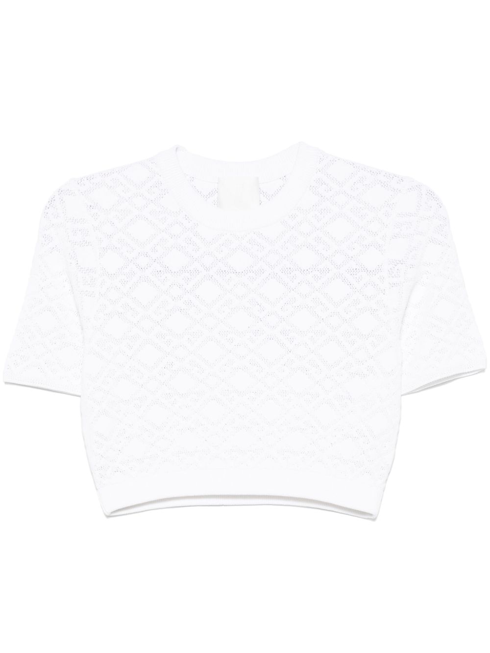 Givenchy 经典logo72提花短款T恤 - 白色