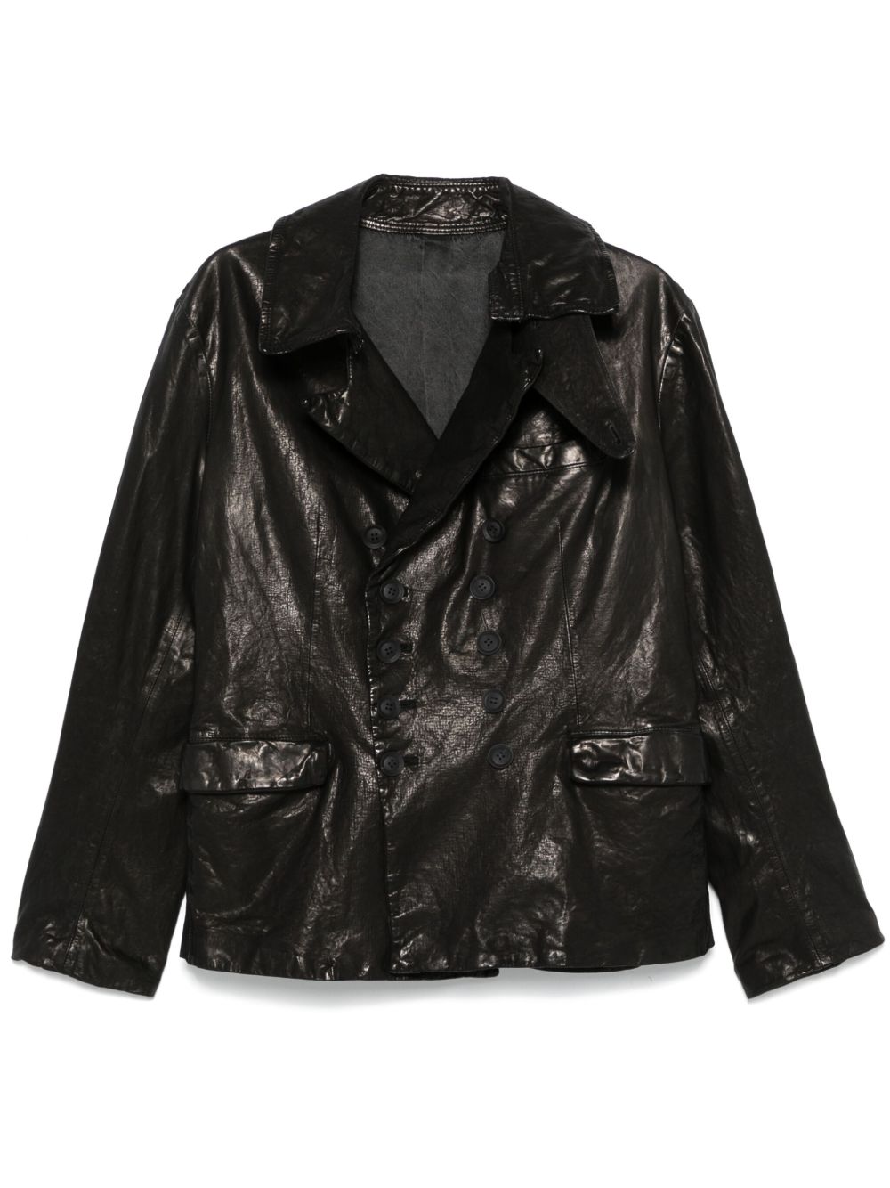 Yohji Yamamoto 皮夹克 - 黑色